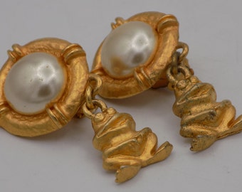 Boucles d'oreilles,Sophie GOETSCH PARIS,Clips Vintage,métal doré,perle de culture,bijoux Vintage,Cadeau Vintage,bijoux femme,cadeau femme