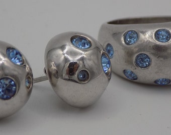 YVES SAINT LAURENT,Boucles d'Oreilles et bague,Argent 925 poinçonnée,B O Vintage,Cadeau Vintage,bijoux vintage,cadeau femme,bijoux femme