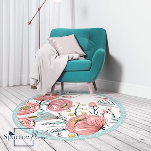 Blommor vinyl round mat, Vinyl Flooring, Retro Flooring, Vinyl Carpet for Nurseries, Easy-clean, Scandinavian Flooring #74
