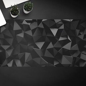 Spatial Abstraction Black Triangles Desk Mat, Keyboard Pad, Desktop Blotter, Furniture Protection, Custom Desk Mat,  Home Office Decor