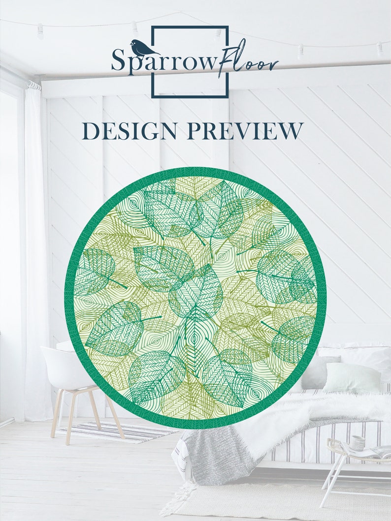 Leaf Pattern Linoleum Leaf Vinyl Round Mat, PVC Floor, Modern Linoleum, Vinyl PVC Modern ...