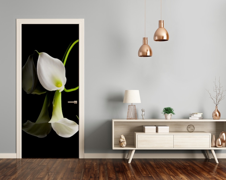 3D Wall Sticker Decoration Self Adhesive Door Decal Mural Flowers White calla DS/_186
