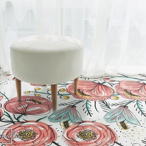 Blommor Vinyl PVC Flooring, Boho Floor Covering, Floral Vinyl Floors, DIY Flooring #9N