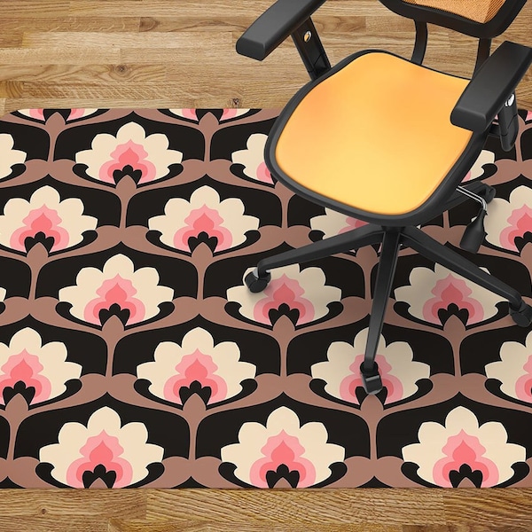 Chair Mat Flat Retro Floral Chair Mat, Splash Mat, Office Office Chair Mat, Chair Floor Protect, Area Floor Mat, Waterproof Carpet