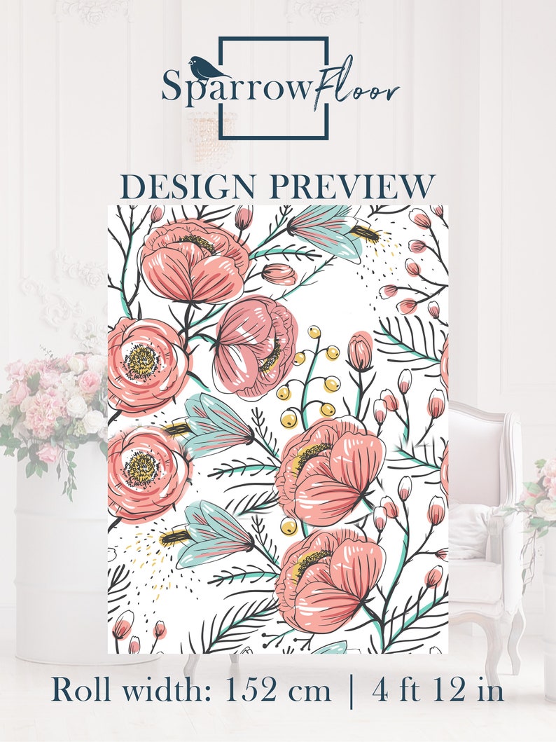 Blommor Vinyl PVC Flooring Boho Floor Covering Floral Vinyl Etsy UK