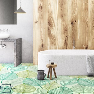 Leaf Vinyl PVC Flooring, Retro Vinyl Flooring, Botanical Flooring, DIY Flooring #7F