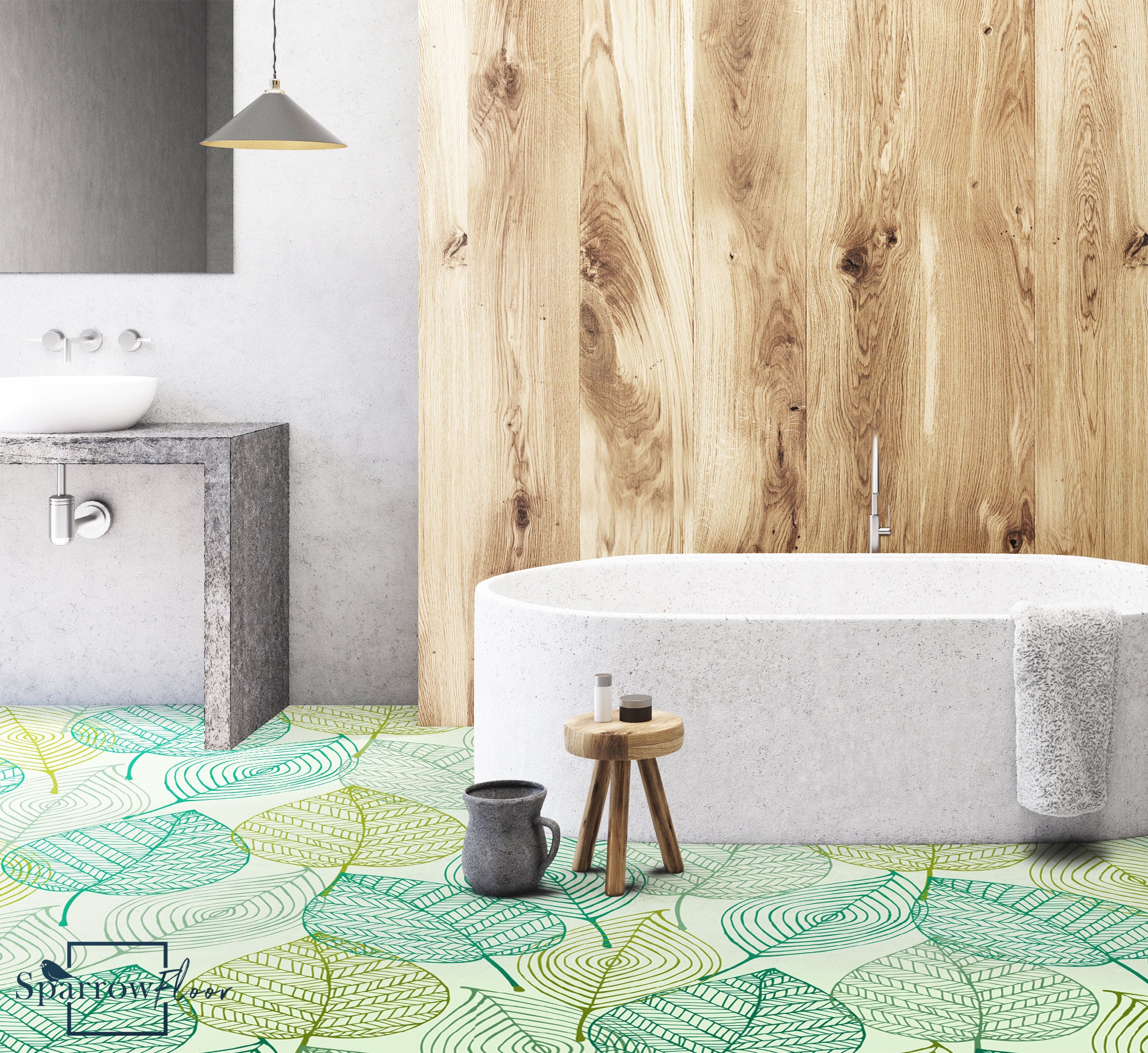 Leaf Vinyl PVC Flooring, Retro Vinyl Flooring, Botanical