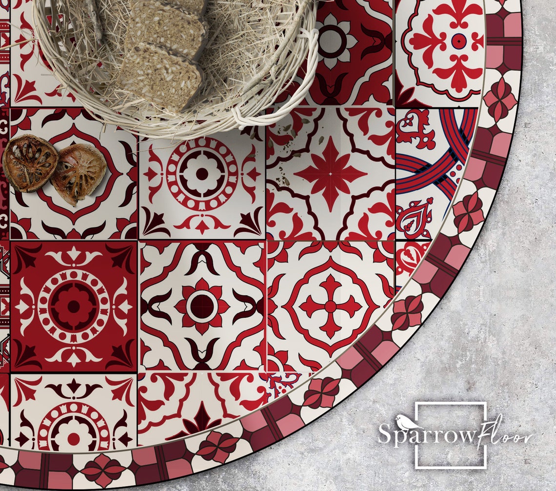 Berry Vinyl Round Mat Linoleum Mat Vintage Rug Comfort Mat Etsy