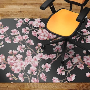 Chair Mat Dark Cherry Blossoms Chair Mat, Office Chair Mat, Chair Floor Protect, Kids Play Mat, Area Floor Mat, Waterproof Carpet, Gift Idea