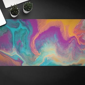 Rainbow Marble  Computer Desk Pad, Keyboard Pad, Desktop Blotter, Furniture Protection, Custom Desk Mat,  Home Office Decor Mat For Laptop