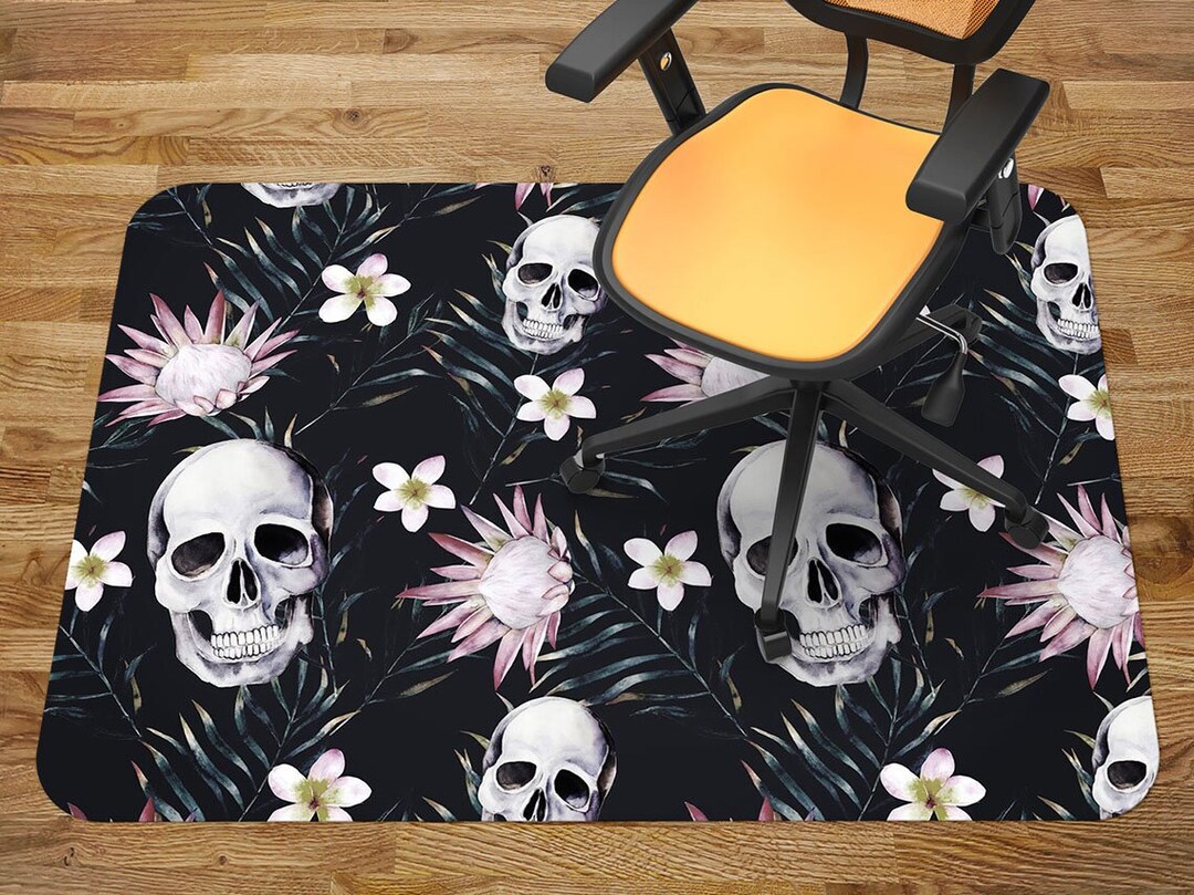 Chair Mat Skulls With Flowers Chair Pad, Splash Mat, Office Office ...