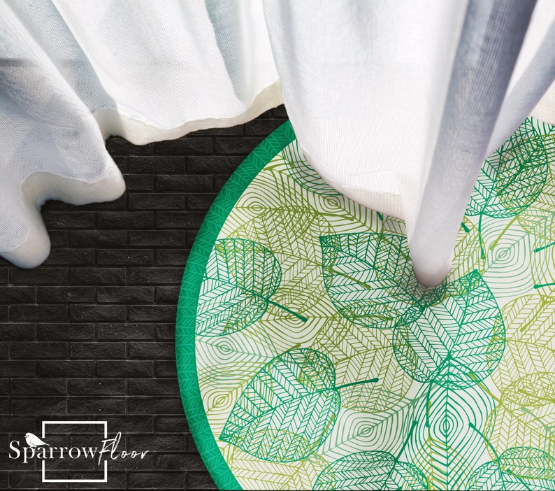 Leaf Pattern Linoleum Leaf Vinyl Round Mat, PVC Floor, Modern Linoleum, Vinyl PVC Modern ...