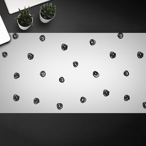 Black Dots  Computer Desk Pad, Desk Protective Mat, Office Ornament, Table Protector Accessories, Custom Desk Mat,  Home Office Decor