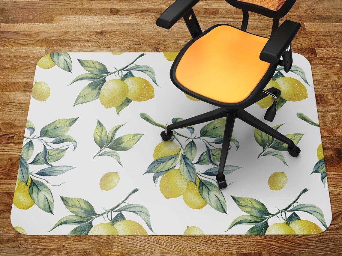 Chair Mat Yellow Lemon Tree Pad, Office Mat, Floor Protect, Kids Play Indoor Carpet Room, Waterproof