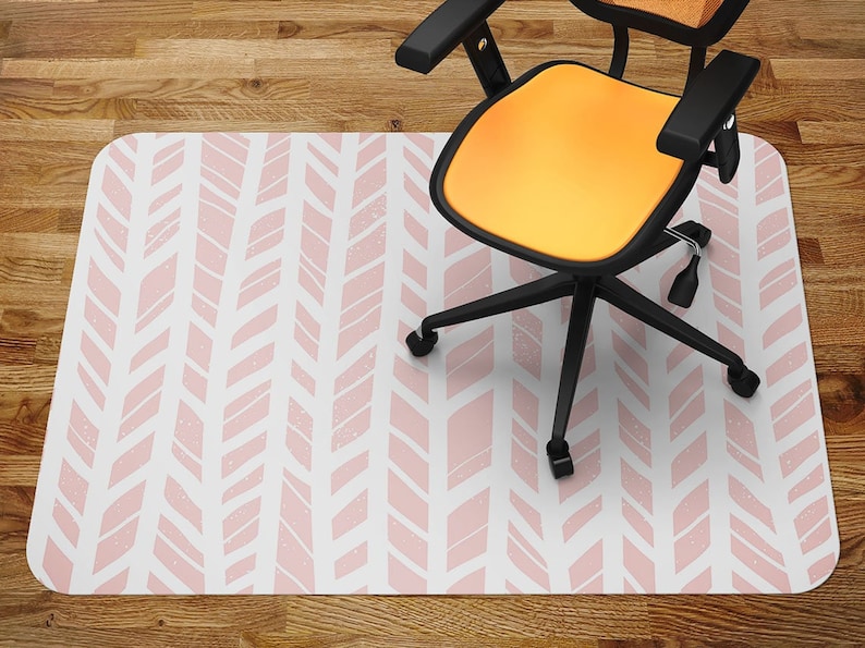 Chair Mat Messy Pink Herringbone Chair Mat Splash Mat Office Etsy