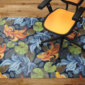 Chair Mat Asian Goldfishes Chair Mat, Office Chair Mat, Chair Floor Protect, Kids Play Mat, Indoor Mat Carpet Room, Waterproof Carpet