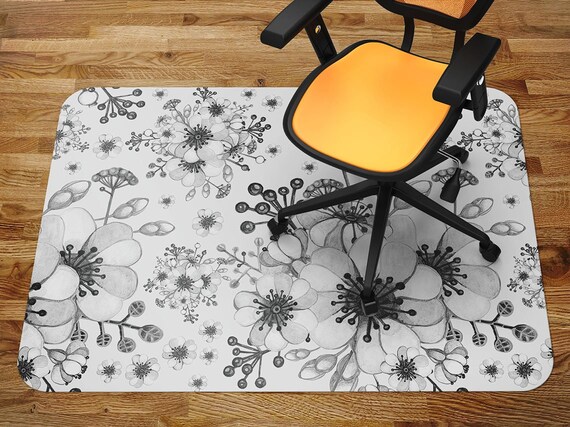 Chair Mat Black and White Floral Chair Mat Carpet Splash Mat - Etsy