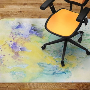 Watercolor Abstract Colorful Background In Retro Style Chair Mat Carpet, High Quality, Waterproof Mat, Wood Floor, Indoor Mat Carpet Room