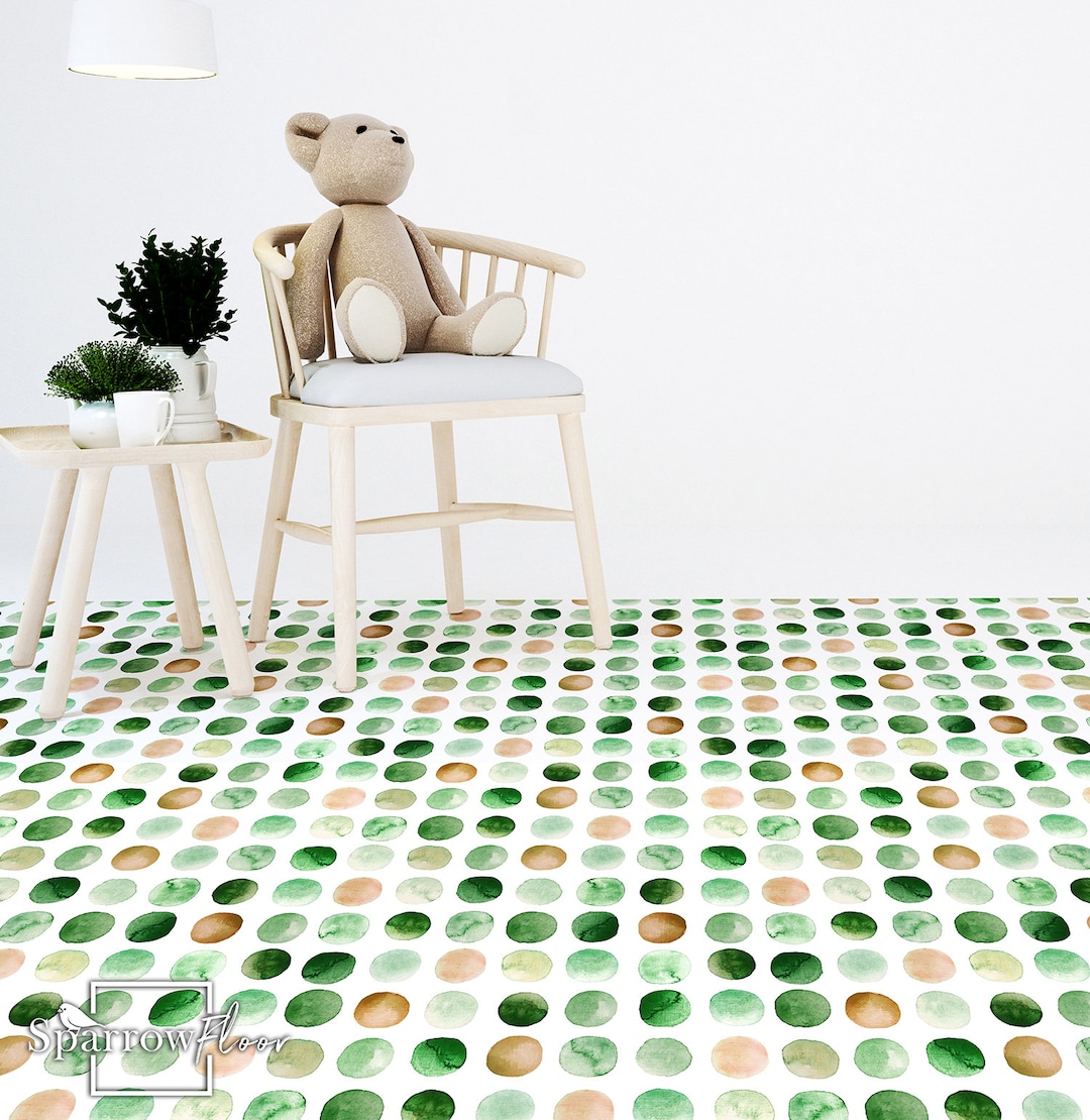 Water Dots Vinyl PVC Flooring, Retro Floor Decoration, Minimalistic ...