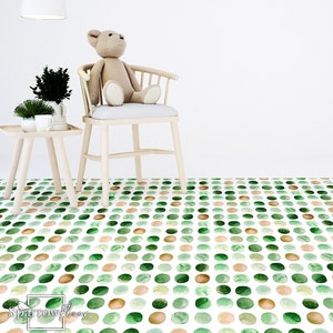 Water dots Vinyl PVC Flooring, Retro Floor Decoration, Minimalistic Floor Decor, Floor Covering #12V