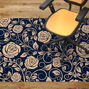 Chair Mat Retro Roses Flowers Chair Pad, Office Chair Mat, Chair Floor Protect, Kids Play Mat, Indoor Mat Carpet Room, Waterproof Carpet
