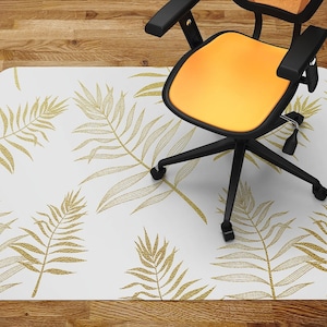 Gold Imitation Leaves Tropical Pattern Chair Pad, Splash Mat, Office Office Chair Mat, Aesthetic Decoration, Indoor Mat Carpet Room