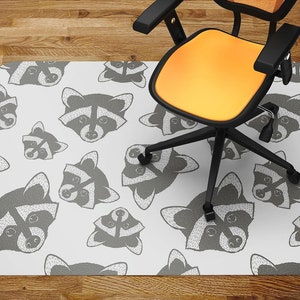 Chair Mat Raccoons Animals Pattern Chair Pad, Office Chair Mat, Chair Floor Protect, Kids Play Mat, Indoor Mat Carpet Room, Gift Idea
