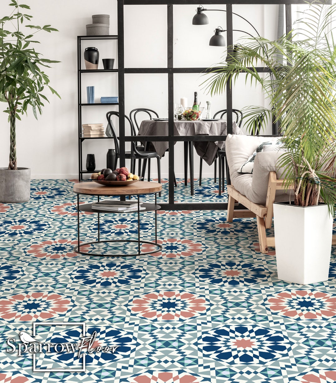 Moroccan Vinyl Rug Runner in Tile Effect Pattern for Kitchen, Hallway and  Bathroom Floors, Decorative Linoleum PVC Mat Marrakesh 