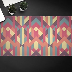 Retro Ethno Pattern  Computer Desk Pad, Desk Protective Mat, Office Ornament, Table Protector Accessories, Various size,  Home Office Decor