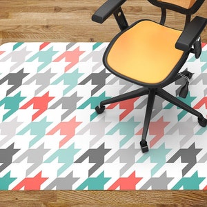 Chair Mat Colored Houndstooth Chair Pad, Office Chair Mat, Chair Floor Protect, Kids Play Mat, Indoor Mat Carpet Room, Waterproof Carpet