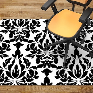 Chair Mat Black Colored Floral Chair Mat, Office Chair Mat, Chair Floor Protect, Kids Play Mat, Indoor Mat Carpet Room, Waterproof Carpet