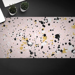 Hand Drawn Paint Splgrayes Desk Mat, Desk Protective Mat, Office Ornament, Table Protector Accessories, Custom Desk Mat,  Home Office Decor