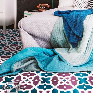Agra Vinyl PVC Flooring, Retro Floor Decoration, Talavera Pattern, Floor Covering #1TL