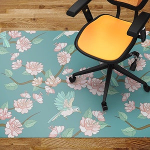 Chair Mat Blossom Birds Chair Mat, Office Chair Mat, Chair Floor Protect, Kids Play Mat, Area Floor Mat, Waterproof Carpet, Gift Idea