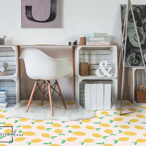 Revêtement de sol en vinyle PVC limonade, Décoration de sol minimaliste, Sols géométriques, Revêtement de sol #25MF