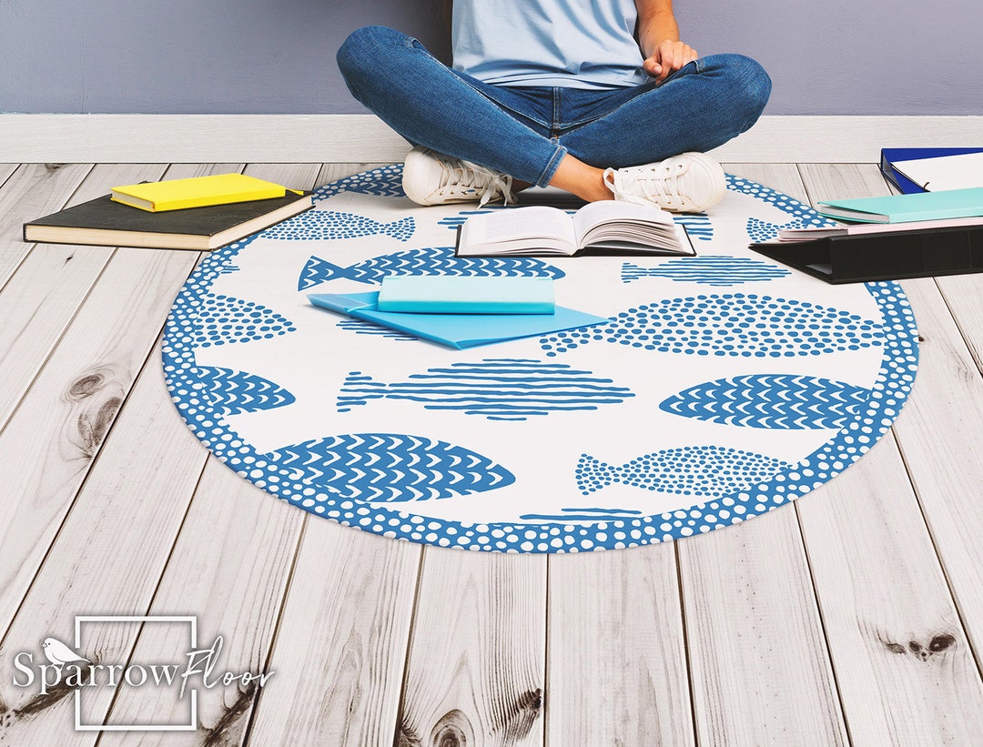 Shoal Vinyl Round Mat, Art Mat, Modern Mat, Vinyl Carpet for Nurseries ...