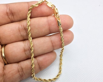 18K Gold Filled Rope Chain Bracelet - Twisted Thick Gold Bracelet for Her - Stacking, Layering Bracelet - Minimalist Jewelry for Her