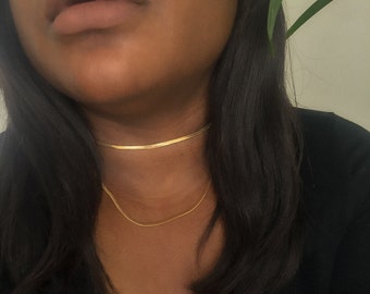 18K Gold Filled Herringbone Choker