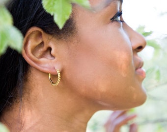 Gold Hoop Earrings, Small Gold Hoops, 18K Gold Sterling Silver, Tarnish free & Waterproof Jewellery