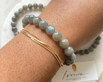 Labradorite Bracelet, Natural Blue Flash Gemstone Grounding Bracelet, Healing Balance Spiritual Protection Meditation Bracelet