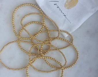 Pulseras de cuentas de oro, cuentas rellenas de oro de 18 quilates, delicadas pulseras de cuentas de oro, pulsera de oro, regalo para ella, pulsera de cuentas