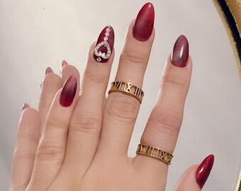 Römischer Zahlen Goldring - Zahlenknöpfe zierliche Goldringe - Statement Ring - Minimalistischer Stapelring für Mama, Tochter, Freundin