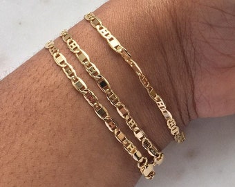 Dainty 18K Gold Filled Bracelet, Thin Chain Bracelet, Minimal Delicate Bracelet, Marine chain, Gold Link Chain bracelet, Gifts for her