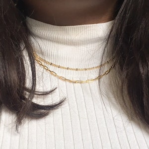 Gold Link Choker, Gold Choker, Gold Filled Necklace, Necklace for Women, Layered Link Chain, Gift for her
