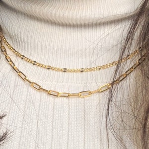 Gold Link Choker, Gold Choker, Gold Filled Necklace, Necklace for Women, Layered Link Chain, Gift for her