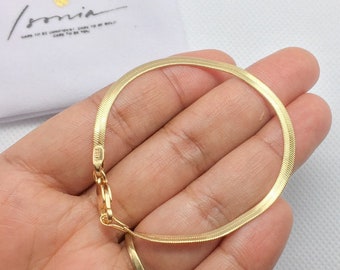 Pulsera de oro, pulsera de espiga rellena de oro de 18 quilates, delicada pulsera con capas de oro, joyería minimalista, regalo para ella, pulsera apilable