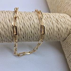 18K Gold Filled Rolo Paper Clip Bracelet, Dainty Gold Bracelet, Minimal Delicate Gold Bracelet, Trendy Bracelet, Simple Chain Bracelet