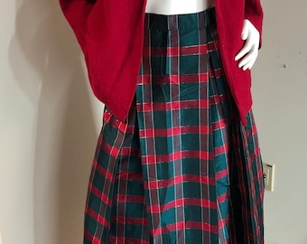 Smithsonian 100% Silk Pleated Tartan Full Length Skirt