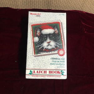 Christmas Cat Latch Hook Craft Project Kit