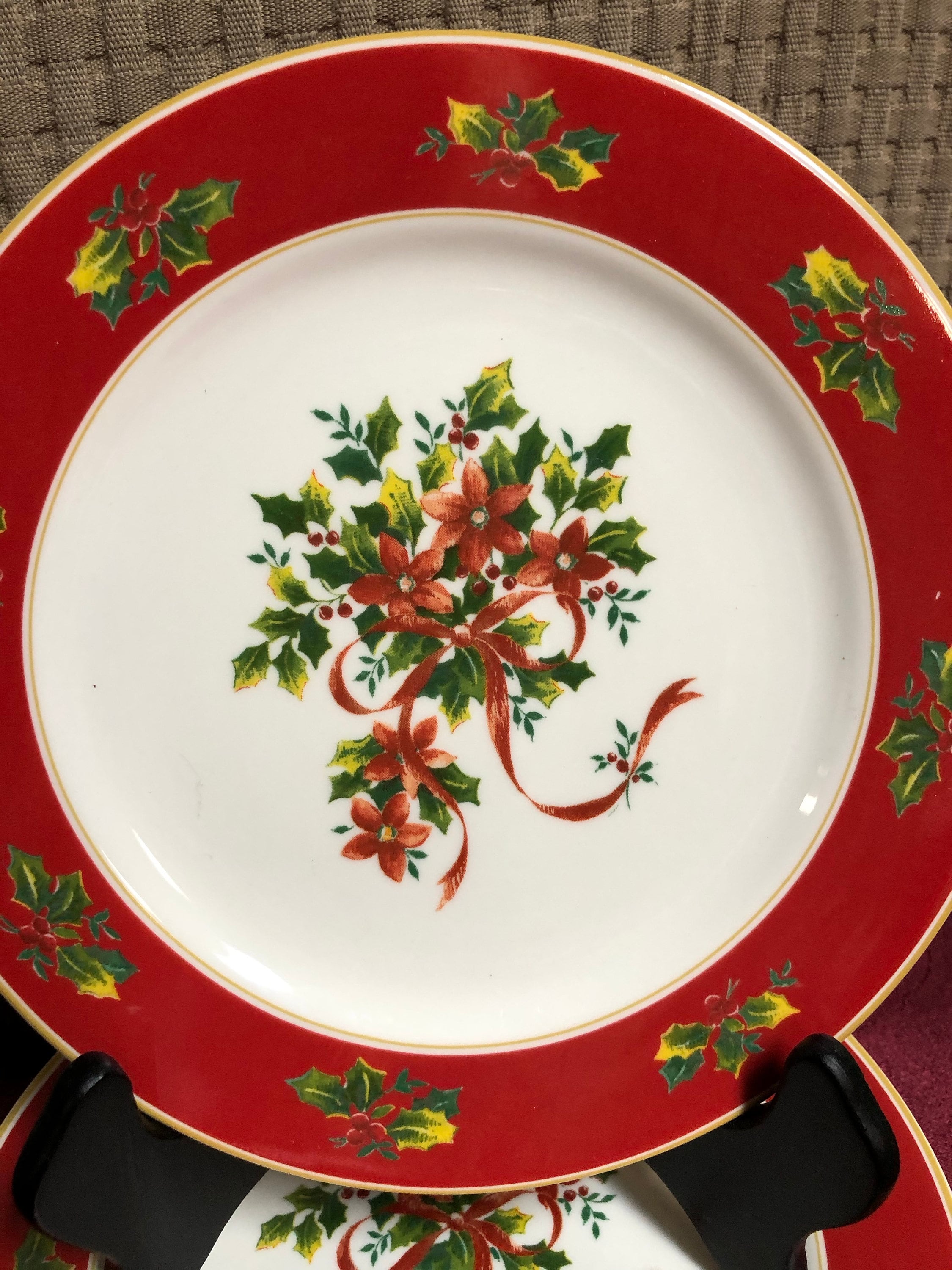 Floral Christmas Dessert Accent Plates Etsy UK